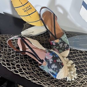 Floral Espadrille wedge sandal